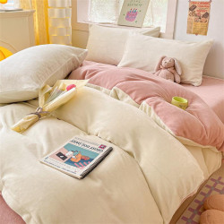 加厚牛奶絨被套單件2024新款冬季加絨毛絨被單法蘭珊瑚絨單人被罩