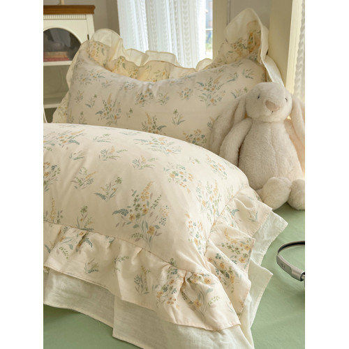 ins風韓式全棉四件套水洗棉褶皺花邊親膚純棉被套學生宿捨三件套 ins風韓式全棉四件套水洗棉褶皺花邊親膚純棉被套學生宿捨三件套