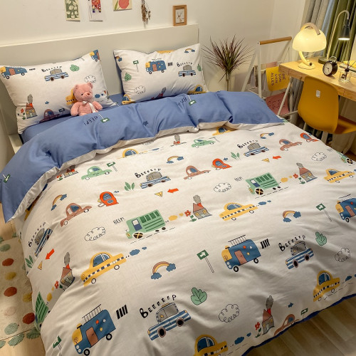 兒童純棉四件套全棉夏季卡通小汽車男孩100宿捨1.2被套床包床品三 兒童純棉四件套全棉夏季卡通小汽車男孩100宿捨1.2被套床包床品三