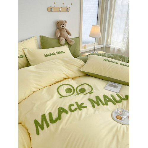 日系風可愛小黑怪黑煤球裸睡水洗棉四件套床包卡通床單宿捨三件套 日系風可愛小黑怪黑煤球裸睡水洗棉四件套床包卡通床單宿捨三件套