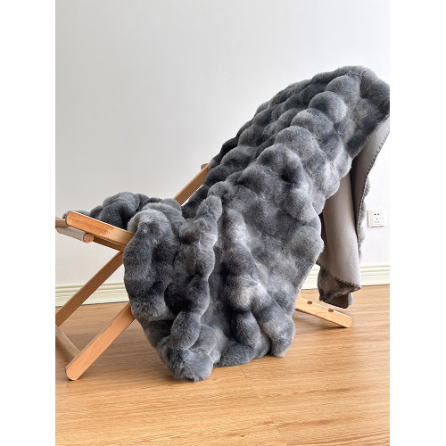 VEINSTUDIO 擼貓手感~高級紥染仿皮草兔毛絨蓋毯超柔休閒毯沙發毯