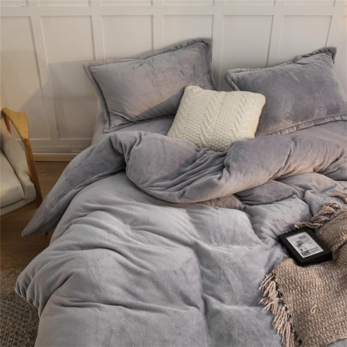 簡約A類母嬰冬季牛奶絨四件套珊瑚絨新款床單被套冬天加絨床上4件