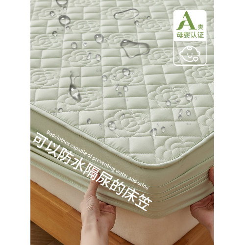 A類防水隔尿床包單件夾棉加厚床罩蓆夢思床墊保護罩防塵床套床單3