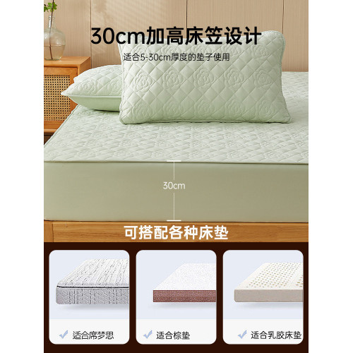 A類防水隔尿床包單件夾棉加厚床罩蓆夢思床墊保護罩防塵床套床單3