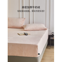 高級A類加厚秋冬牛奶絨床包單件珊瑚絨床墊保護罩保暖床單三件套