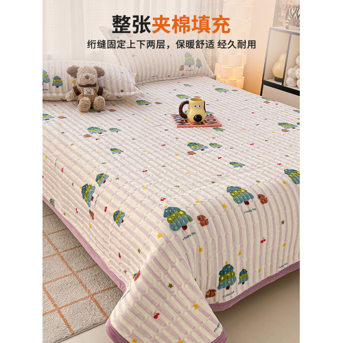 加厚牛奶絨床蓋單件秋冬季珊瑚絨床單榻榻米三件套法蘭絨床墊炕墊