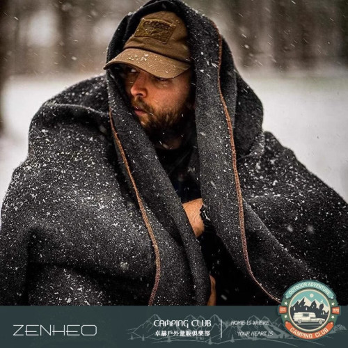 ZENHEO卓赫高毛含量羊毛毯戶外露營野餐加厚保暖墊蓋毯披肩可水洗