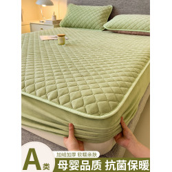 2026新款加絨夾棉床包單件冬季牛奶絨珊瑚絨三件套加厚床墊保護罩