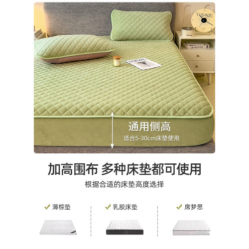 2026新款加絨夾棉床包單件冬季牛奶絨珊瑚絨三件套加厚床墊保護罩