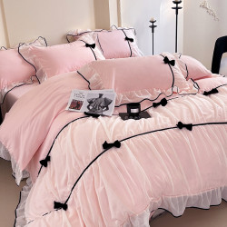 小紅書推薦裸睡公主風純棉床單四件套全棉床上用品被套被罩少女心