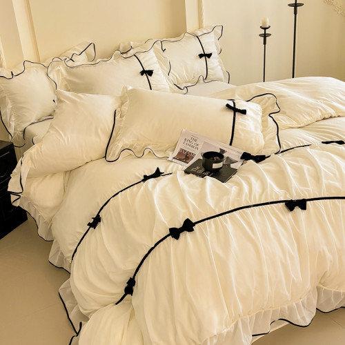 小紅書推薦裸睡公主風純棉床單四件套全棉床上用品被套被罩少女心