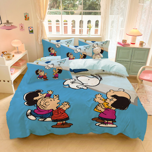 卡通史努比磨毛四件套女生男生寢室學生被套0.9m床可愛小狗三件套 卡通史努比磨毛四件套女生男生寢室學生被套0.9m床可愛小狗三件套