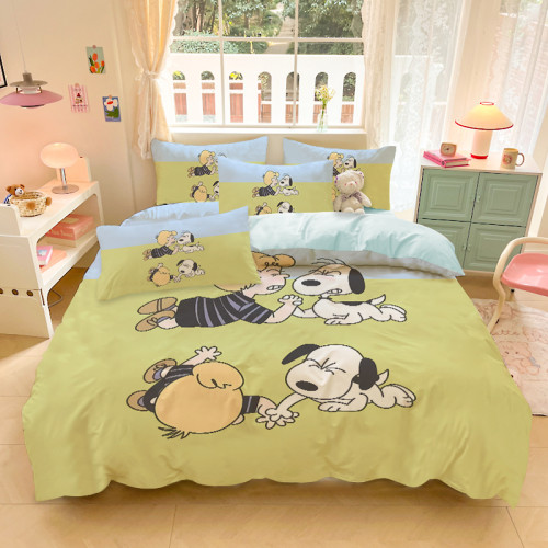 卡通史努比磨毛四件套女生男生寢室學生被套0.9m床可愛小狗三件套 卡通史努比磨毛四件套女生男生寢室學生被套0.9m床可愛小狗三件套