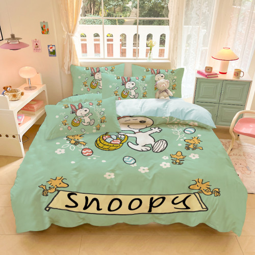 卡通史努比磨毛四件套女生男生寢室學生被套0.9m床可愛小狗三件套 卡通史努比磨毛四件套女生男生寢室學生被套0.9m床可愛小狗三件套