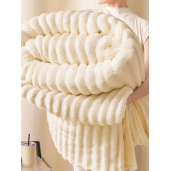 新款兔毛絨多功能加厚毛毯毯子軟糯鎖溫加密蓋毯秋冬純色保暖絨毯