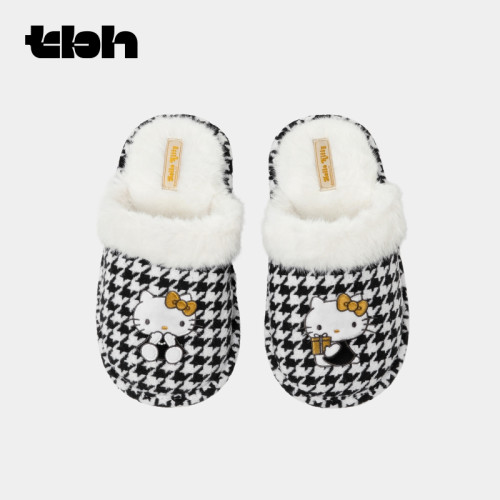 tbh野獸派家居Hello Kitty毛呢刺綉拖鞋可外穿室內情侶家居鞋冬
