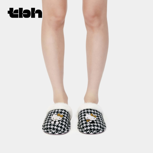 tbh野獸派家居Hello Kitty毛呢刺綉拖鞋可外穿室內情侶家居鞋冬