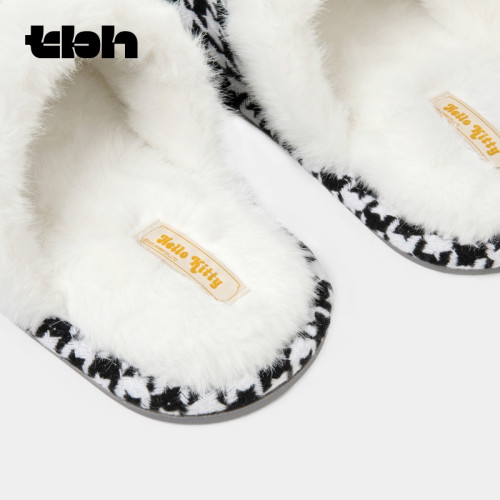 tbh野獸派家居Hello Kitty毛呢刺綉拖鞋可外穿室內情侶家居鞋冬