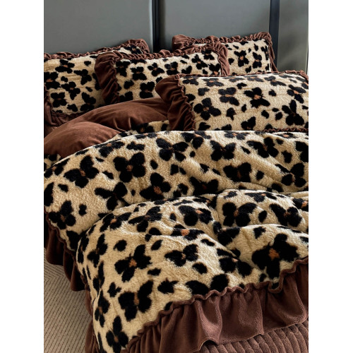 小紅書推薦輕奢美拉德加厚花邊牛奶絨四件套冬季加厚保暖床單被罩