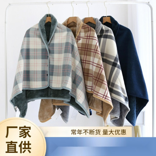 頸肩保暖披肩秋冬護頸加絨加厚鬥篷披風辦公室午睡多功能寶寶蓋毯