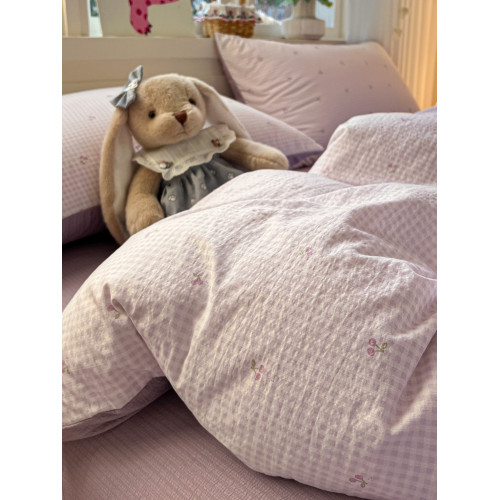 ins奶油風水洗棉四件套床上用品學生宿捨非全棉純棉床單被套3件套