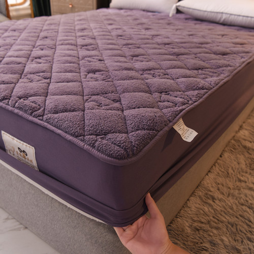 加厚夾棉床包單件冬季保暖羊羔絨保護套蓆夢思床墊罩防滑薄棕墊罩