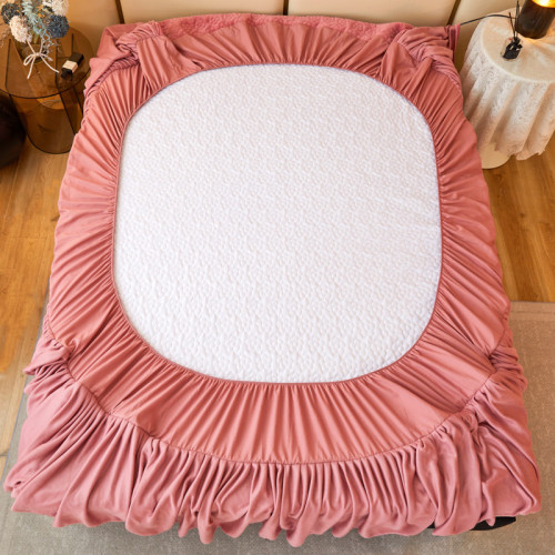 冬天純色牛奶絨夾棉床包式床裙單件蓆夢思床墊保護罩防滑三四件套 冬天純色牛奶絨夾棉床包式床裙單件蓆夢思床墊保護罩防滑三四件套