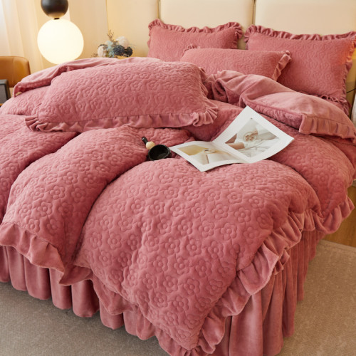 冬天純色牛奶絨夾棉床包式床裙單件蓆夢思床墊保護罩防滑三四件套 冬天純色牛奶絨夾棉床包式床裙單件蓆夢思床墊保護罩防滑三四件套