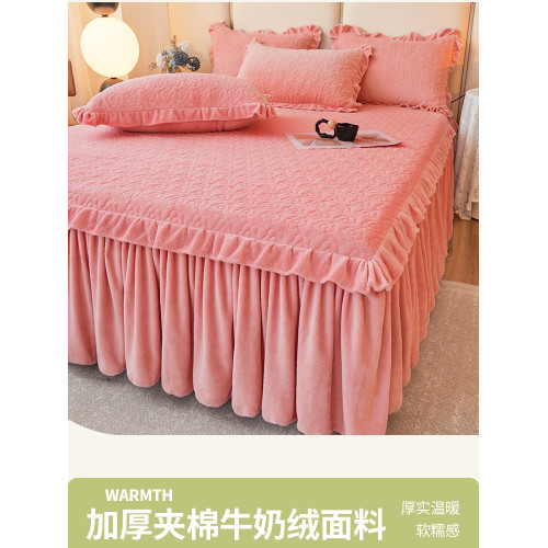 夾棉牛奶絨床包式床裙二合一床罩法蘭絨蓆夢思防滑床墊保護套床套