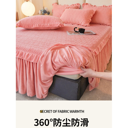 夾棉牛奶絨床包式床裙二合一床罩法蘭絨蓆夢思防滑床墊保護套床套