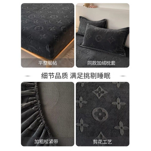 牛奶絨床包單件珊瑚絨床罩加絨加厚床墊套保護罩冬季防滑床單套罩