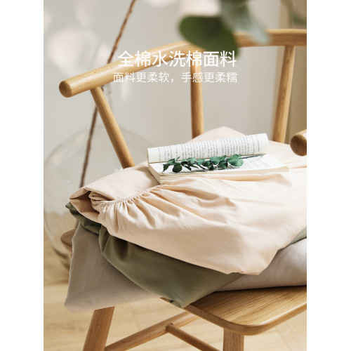 簡約全棉水洗棉床包單件新款純棉床墊保護罩純色床套防塵罩三件套