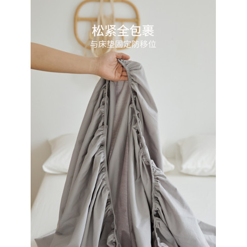 簡約全棉水洗棉床包單件新款純棉床墊保護罩純色床套防塵罩三件套