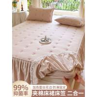 鹿雅優2024公主風夾棉床裙床包二合一新款蓆夢思床墊保護套防塵罩