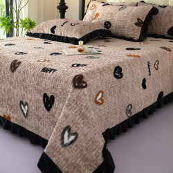 冬天加絨牛奶絨床蓋三件套秋冬季珊瑚絨榻榻米床單夾棉床墊炕蓋鋪