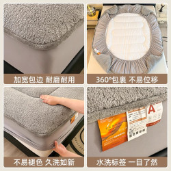 羊羔絨墊子冬天床包冬季加絨加厚夾棉床墊保護套床罩毛絨鋪床毯子