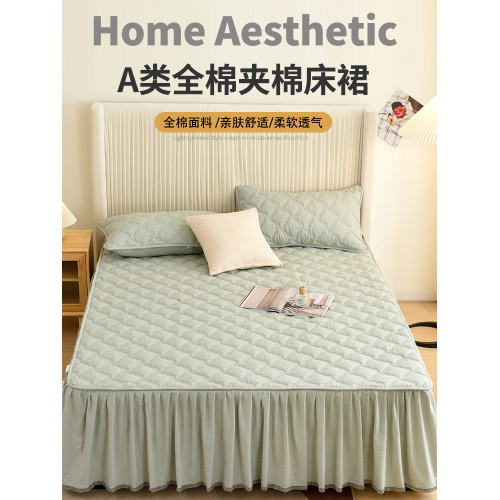 純棉床裙單件四季通用全棉純色床墊保護罩床罩2025新款夾棉床裙罩