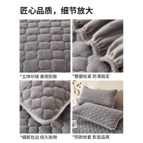 牛奶絨夾棉床包單件加厚保暖珊瑚絨床罩2025年新款冬季床墊保護罩