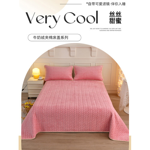 牛奶絨夾棉床單床蓋單件加厚珊瑚絨榻榻米床墊鋪墊三件套2026新款