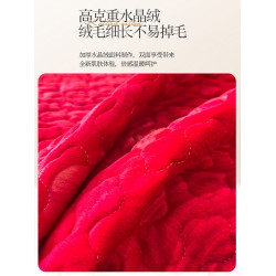 大紅色婚慶陪嫁牛奶絨床單單件冬季榻榻米床蓋床護墊子法蘭絨床墊