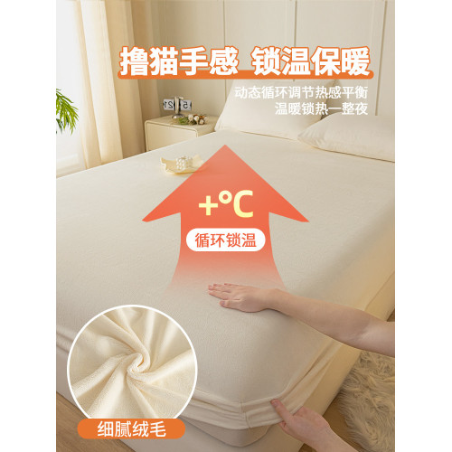 加厚牛奶絨床包單件冬季加絨床罩床墊保護罩套珊瑚法蘭絨床套防塵