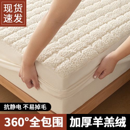 冬季加厚羊羔絨床包三件套夾棉加絨保暖床墊保護套全包床罩單人yt 冬季加厚羊羔絨床包三件套夾棉加絨保暖床墊保護套全包床罩單人yt
