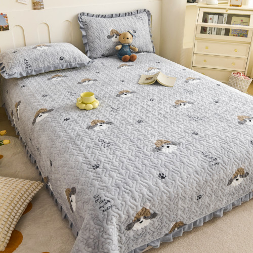 2026新款牛奶絨床蓋床墊床單冬季加絨毯防滑加厚毯毛毯三件套夾棉