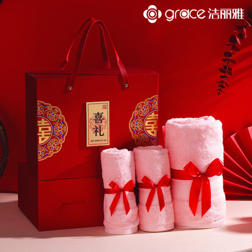 毛巾禮盒家用純棉浴巾套裝三件套高檔禮品結婚廻禮伴手禮團購陪嫁