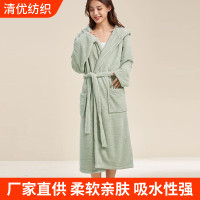 毛巾菠蘿格情侶款速乾珊瑚絨成人浴衣吸水美容院汗蒸月子浴巾浴袍