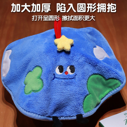 美好小物可愛卡通可掛式擦手巾吸水速乾加強抹手布珊瑚絨兒童圓形