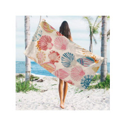 1pc Seashell Patterned Printed Beach Towel, Microfiber Beach