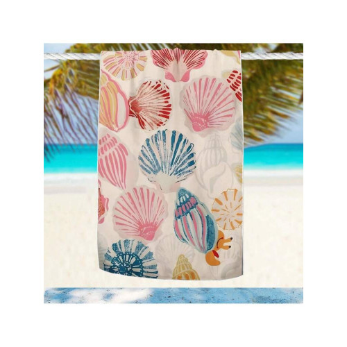 1pc Seashell Patterned Printed Beach Towel, Microfiber Beach 1pc Seashell Patterned Printed Beach Towel, Microfiber Beach