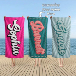 Vintage Style Personalized Beach Towels, Named Bath Towels,