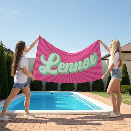 Vintage Style Personalized Beach Towels, Named Bath Towels,